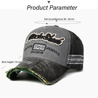 Gorra de béisbol vintage de perfil alto con efecto desgastado, borde con agujeros y bordado de patchwork de moda, estilo streetwear, ajustable