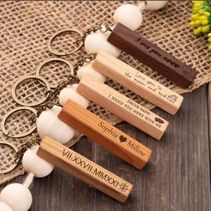 Nouveau cadeau de pendaison de crémaillère : Porte-clés rectangulaires vierges en <span class=keywords><strong>bois</strong></span> de hêtre pour personnalisation DIY, accessoires de sac, pour amis - Product Image 1