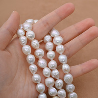Perles d'eau douce baroques naturelles blanches de 10-11 mm, brins texturés irréguliers, perles en vrac pour la fabrication de bijoux, vente en gros