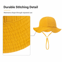 Chapeau de soleil en gaze de coton jaune moutarde personnalisable pour bébé, avec sangle réglable, en mousseline douce, pour tout-petits et enfants