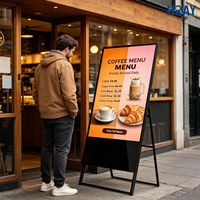 Pantalla Digital Portátil HRAY de 32 Pulgadas con Marco en A, Brillo de 350 cd/m², para Menús de Cafeterías, Reproducción de Anuncios, Compatible con OEM y ODM