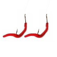 Additif à l'odeur de crevettes, vers de terre rouge en silicone, leurres souples artificiels pour la pêche à la truite et à la carpe en lac, rivière, ruisseau
