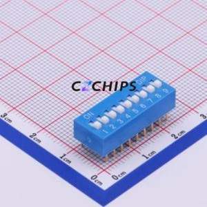DS-09BP DIP Switch Through hole Component (THT) Switch Flat Toggle, Raised Type Single Pole Single Throw 9-Bit 2.54mm - Product Image 1