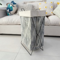 Vente chaude Portable Pliant Pliable Salle De Bains Panier De Rangement Étanche En Métal Panier À Linge