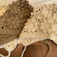 Sombrero de cubo de lana para niños de otoño e invierno, sombrero de bebé de Color sólido con protección auditiva tejida a mano pura para Niñas para uso en la playa