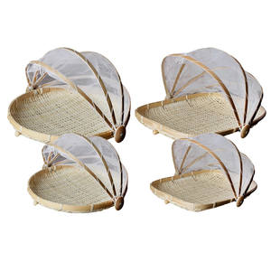 Bamboo Winnowing Basket <b>Net</b> Cover-Foldable Eco-Friendly Multifunction Storage Basket - Product Image 6