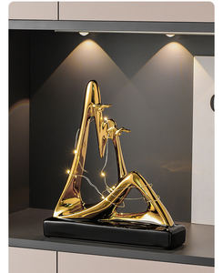 Keramik Galvanik Gold und Silber Mountain Desktop Ornamente mit Lichtern Luxus High-End Wohnzimmer Weins chrank - Product Image 4