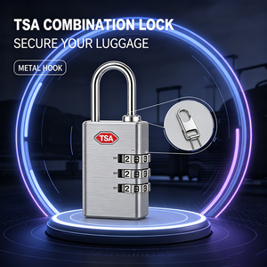 Cadenas à combinaison TSA approuvé en acier inoxydable brossé, à code réinitialisable, pour valise et sac de voyage - Product Image 1