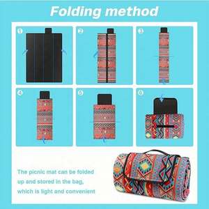 Alfombra de Picnic Plegable Impermeable de Poliéster y Algodón de Estilo Bohemio, Diseño Personalizado, para Acampar al Aire Libre, Playa o Jardín - Product Image 3