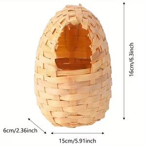 รังนกไม้ไผ่ทำมือพร้อมตะขอรูปทรงกลมสำหรับนกตกแต่งสไตล์ชนบทขนาดกลาง แหล่งกำเนิดฝูเจี้ยน - Product Image 3