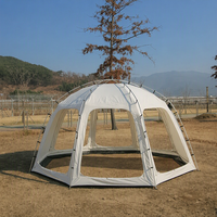 Tente abri octogonale de style coréen en toile de coton, dôme de glamping 3,8 m, 4 saisons, imperméable, anti-UV, grande tente familiale pour le camping en plein air