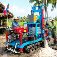 Foreuse hydraulique diesel sur chenilles de 35 CV pour puits d'eau, machine de forage portable pour puits profonds avec trépan PDC et tuyau de forage