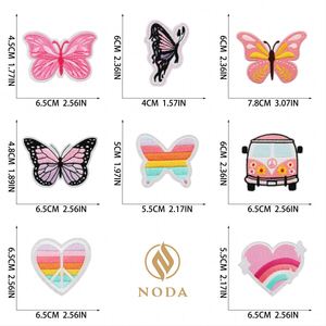 Iron on Embroidered Pink Style Sun Flower Cloud Rainbow butterfly Patches for Clothes Bag Decoration - Product Image 4