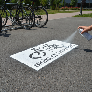 Plantilla de pintura compuesta de 100x200cm para señalización de área de estacionamiento de bicicletas - Product Image 3