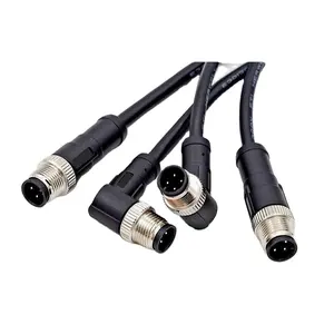 Runds ensor M12 4Pin A Codierter Stecker mit geradem bis weiblichem Winkel, umspritztes Pur-Kabel Wasserdicht IP67 für Signale