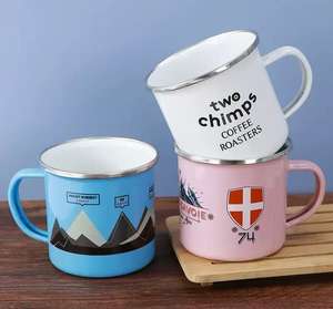 Tazas de cerámica de 210ml, 350ml, 500ml, con efecto moteado, aptas para lavavajillas, para acampar al aire libre, tazas de café esmaltadas de Metal para uso diario - Product Image 5