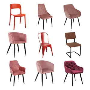 免费样品北欧风格椅子餐厅家具金属金腿餐椅天鹅绒餐椅