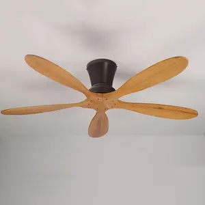 Ventilador de techo Led con Control remoto de 5 aspas de madera, Motor de CC decorativo para el hogar, sala de estar moderna inteligente