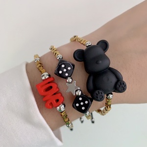 Pulsera de cuentas de dados única, pulsera de oso agradable ajustable para hombres y mujeres, pulsera con letras <span class=keywords><strong>loce</strong></span> de alta calidad, para hombre y mujer - Product Image 2