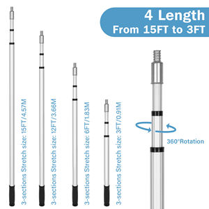 12 قدم مجموعة تنظيف نافذة تلسكوبية الأحجام المتاحة فرشاة نافذة الشنيل لتنظيف الزجاج سلس ممسحة تنظيف النافذة - Product Image 5
