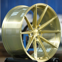 Jantes forgées GW Custom 6061-T6 à 10 branches, concaves profondes, à rebord échelonné, en alliage brossé or pour BMW M3 M4 Audi RS6 PCD 5x112 5x120