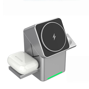 Chargeur sans fil pliable <span class=keywords><strong>3</strong></span> en 1 15W, chargeur sans fil rapide, station de charge rapide magnétique pour iPhone, iWatch, <span class=keywords><strong>AirPods</strong></span> - Product Image 1