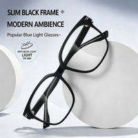 8818 Monturas de Gafas Unisex Cuadradas, Delgadas y Elegantes con Diseño de Borde Ancho, Montura Grande Ultraligera TR con Protección Anti-Luz Azul