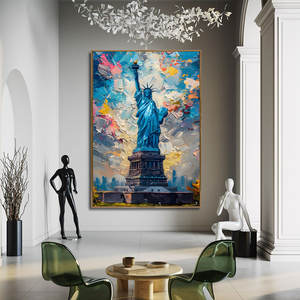 <span class=keywords><strong>Peinture</strong></span> sur toile de haute qualité représentant la Statue de la Liberté, <span class=keywords><strong>peinture</strong></span> au couteau, surdimensionnée, art mural personnalisé, portraits texturés au couteau - Product Image 3