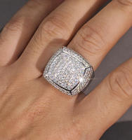 Bague Chevalière Carrée en Argent Sterling 925, Entièrement Pavée de Moissanite VVS, Style Hip Hop, Bijou Tendance, Bagues Turques pour Hommes