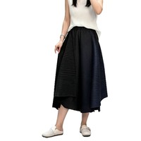 Pantalon plissé Miyake taille haute ample coupe trapèze mi-longue pour femme, style mode rapide directement de l'usine, idéal pour l'été
