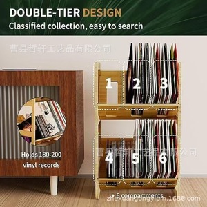 Étagère à CD double couche en bois massif, étagère à livres et magazines pour le rangement du salon, polyvalente et portable - Product Image 5