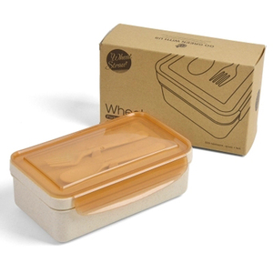 Wheat Straw Plastic 2 Layer Leakproof Bento Box Children Lunch Box Cutlery Set Lunch Box Set with Spoon Fork