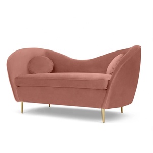 <span class=keywords><strong>Classic</strong></span> Velvet Fabric Sofa Pink Color Living Room Furniture Gold Metal Legs Sofa With Round Cushion - Product Image 1