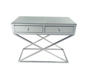 Table console de couloir avec miroir, base en acier inoxydable <span class=keywords><strong>Xavier</strong></span>, 2 tiroirs - Product Image 2