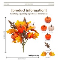 Bouquet de feuilles d'érable et de citrouilles artificielles faites à la main pour la vente en gros, idéal pour la récolte d'automne, la décoration florale de Thanksgiving, style rustique et campagnard pour la table.