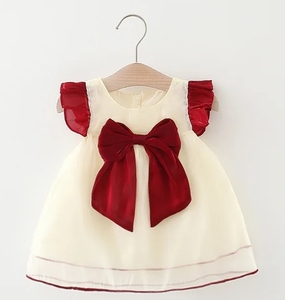 <span class=keywords><strong>Vestito</strong></span> di capodanno <span class=keywords><strong>vestito</strong></span> estivo da ragazza in tinta unita <span class=keywords><strong>rosso</strong></span> maniche volanti fiocco crepuscolare nuvola abito da principessa - Product Image 3