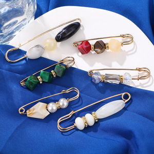 Retro <b>Marble</b> Metal Brooch Geometric Shape Zinc Alloy Women's Fashion Scarf Pin Daily Wear Accessory - Product Image 2