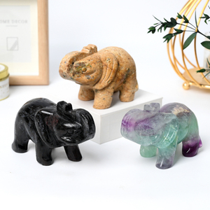 Sculptures d'animaux en cristal en gros, sculptures d'éléphants en pierres précieuses pour la décoration - Product Image 2