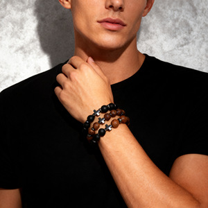 Pulsera Religiosa Hecha a Mano con Cuentas de Hematita, Pulsera de Piedra Esmerilada <span class=keywords><strong>para</strong></span> Hombre, Pulsera de Madera con Cruz, Pulsera <span class=keywords><strong>Cristiana</strong></span>, Regalos - Product Image 3