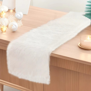 Chemin de table de Noël blanc en peluche, matière polyester, 33x183cm, marque Elonna, vente en gros d'usine, écologique et durable - Product Image 6