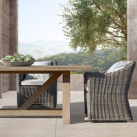 Ensemble de meubles de jardin en rotin imperméable moderne pour extérieur, villa, balcon, table à manger, salon d'hôtel