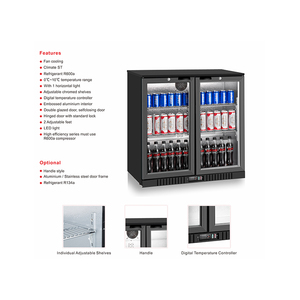 Refrigerador de Bebidas Transparente de Doble Puerta de Alta Calidad, Congelador Vertical Portátil, Exhibidor Refrigerador para Uso Doméstico, 208L - Product Image 5