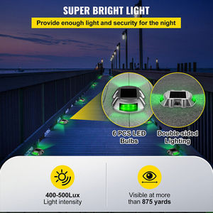 6 Balises solaires LED pour routes, en aluminium, étanches, pour allées, quais, chemins, éclairage au sol, alimentées par énergie solaire - Product Image 6