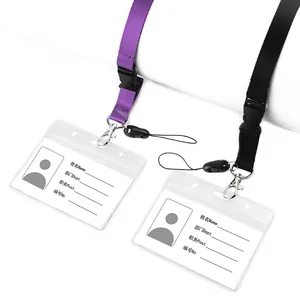 Stoom Cadeaubonnen Op Maat Gemaakt Zacht Plastic Werkkaart Waterdichte Kaarthouder Badge Met Hals Nylon Lanyard