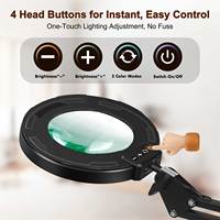 Ultra Long 5X Magnifying Glass with Light and Clamp, 5 Color Modes Steepless Dimming Desk Lamp, Swivel Arm Hands Free Magnifier