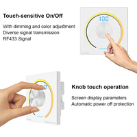 Contrôleur de bande LED CCT noir avec écran tactile, variateur d'intensité, télécommande montée, DC12V24V, réglage de la température de couleur et de la luminosité