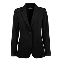 Blazer Wanita MINZESTYLE Musim Semi/Gugur Kancing Tunggal Kerah Notch Bahan Woven Bernapas Bisnis Lengan Panjang Model Panjang Reguler