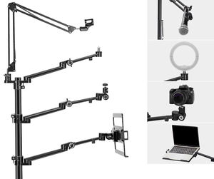 Support de diffusion en direct multifonctionnel 5-en-1 en acrylique pour ordinateur portable, support de lumière, support de microphone, support de caméra, vidéo <span class=keywords><strong>YouTube</strong></span> et maquillage - Product Image 4