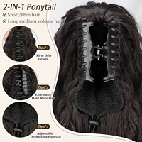Vente en gros usine : Petite extension de queue de cheval synthétique réglable de 30 pouces avec cordon de serrage, style Water Wave French Curl, pour usage quotidien et fêtes