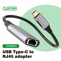 Adaptador de Red WISTAR de Aleación de Aluminio Tipo C a Ethernet, Tarjeta de Red con Puerto RJ45, Compatible con 1000 Mbps